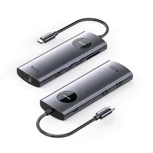 Многопортовый USB‑C MST хаб Vention TQVHB — 2× HDMI 4K, 2× USB‑A 5 Гбит/с, 1× USB‑2.0, кардридер SD/TF, RJ‑45, PD 100 Вт, кабель 0,15 м