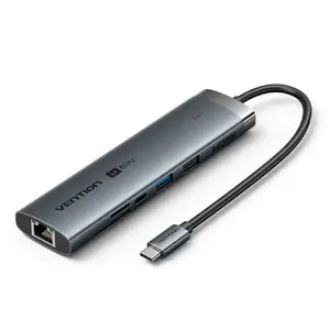 USB-C хаб Vention TGUHB 8-в-1 с 4K 60Hz HDMI, 100W Power Delivery, RJ45 Ethernet, кардридер SD
