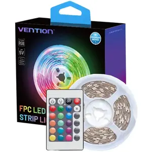 LED strip Vention PAAWJ RGB 5 m USB 5V with IR remote control, double-sided tape mount