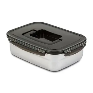 Контейнер для хранения NAVA 2,5 л 28×16×21 см с пластиковой крышкой и ручкой, нержавеющая сталь