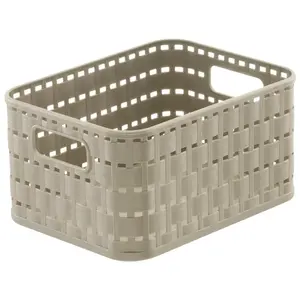 Plastic basket rotho Grozs 2L Country Light Brown – 2 L capacity, lightweight storage basket