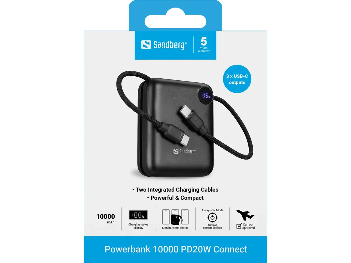 Portatīvais akumulators Sandberg Powerbank 10000 PD20W Connect Photo 4