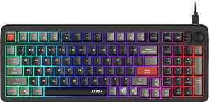 Keyboard MSI Forge GK110 — Full-size (100%), USB wired, QWERTY US English, Membrane, RGB backlight, 97 keys, Black