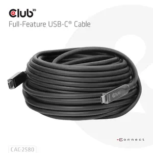 CLUB3D CAC-2580 Full-Feature USB-C Кабель 15м 8K60Hz 10Gbps 60W