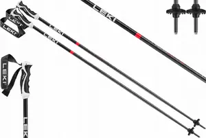 Slēpošanas nūjas Leki Neolite 135 cm melni/sarkani — alumīnija kāts, modelis Neolite