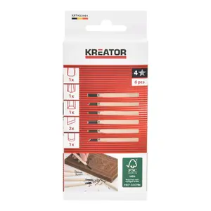 Wooden dowel set KREATOR KRTH23601 — 6 pieces, cylindrical wooden joinery dowels