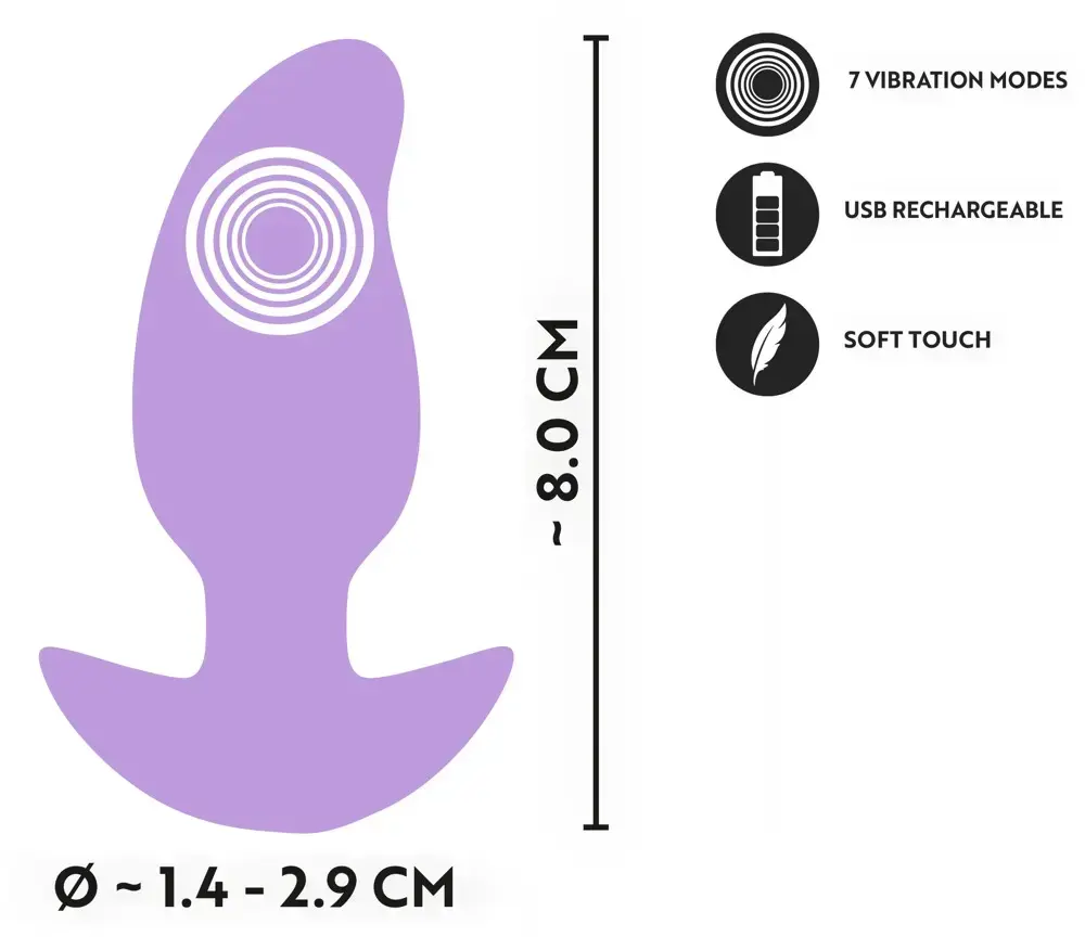Анальная пробка Cuties Vibrating Plug Purple Photo 11