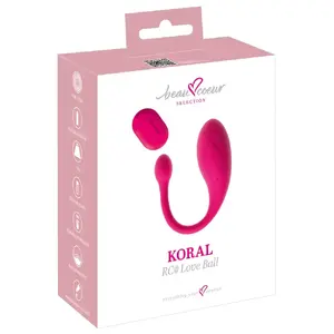 Vibrējoša mīlas bumbiņa beau cœur KORAL RC — uzlādējami silikona olu veida, kopējais garums 20 cm, bumbiņa 7 cm Ø 3,4 cm, tālvadība