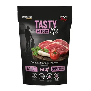 Влажный корм для собак BIOFEED Tasty Life Cielęcina — телятина 90%, 500 г пауч, без зерна, полноценный корм