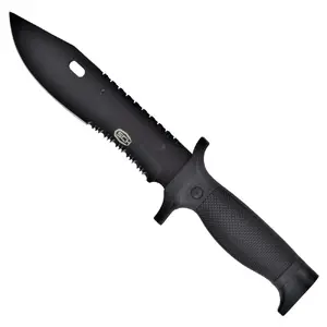 Fixed Blade Tactical Knife Speck SCK 828-6 — compact full-tang serrated steel blade, black polymer handle