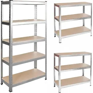 Metal storage rack Humberg 4843, dimensions 180×90×30 cm, heavy-duty shelving