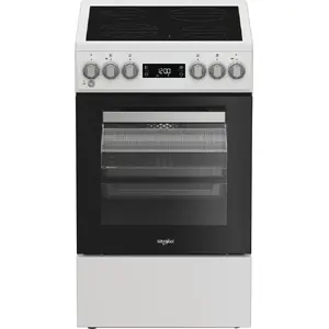 Freestanding cooker Whirlpool W5V5LCW — electric ceramic hob 4 zones, 60 L oven, 500 mm, White/Black