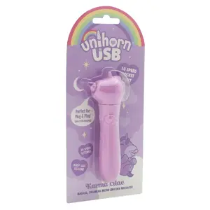 Мини‑вибратор Unihorn Karma Lilac — силиконовый, перезаряжаемый USB, 10 режимов, длина 14,3 см