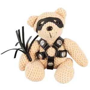 Soft toy teddy with mini flogger Bad Kitty 07820410000, 11 cm, crocheted look, polyester, keyring
