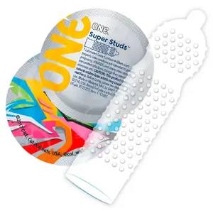 Condoms one Super Studs pack of 12 — textured studded latex condoms, length 180 mm, nominal width 53 mm