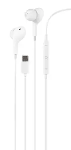 Проводная внутриканальная гарнитура Streetz C220-WHT с разъемом USB Type-C встроенным микрофоном и кабелем 1.2м Белая