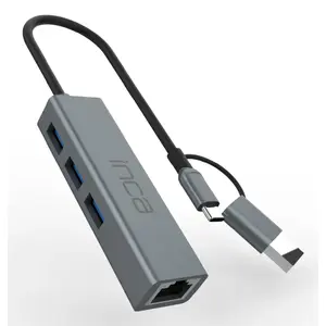 USB хаб Inca IUTP-03TX Type-A Type-C 10000 Mbit/s Серый
