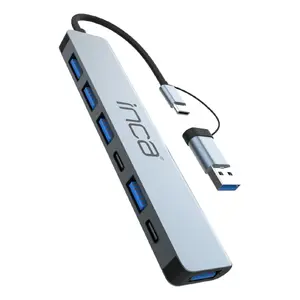 USB хаб Inca IUTP-7T USB 3.2 Gen 1 Type-A Type-C 5000 Mbit/s Серый