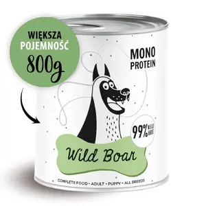 Влажный корм для собак PAKA ZWIERZAKA Pepe Дикая свинина 800 г — полноценный консервированный рацион для взрослых собак, белок 8.2%, жир 6.2%