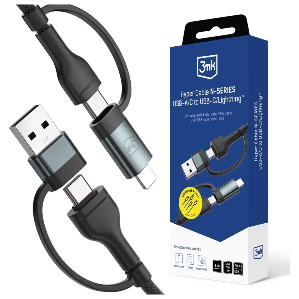 3MK Hyper Cable N-SERIES USB-A/USB-C uz USB-C/Lightning 1,2 m Photo 8