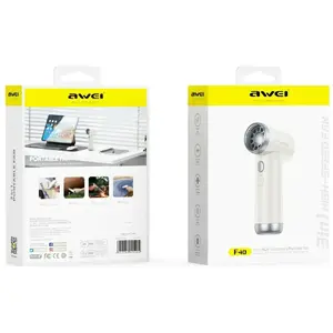 Pārnēsājams ventilators Awei F40 3300 mAh — daudzfunkcionāls, balts, ar akumulatoru