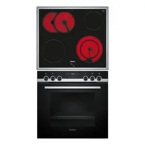 Ceramic Electric Cooking Appliance Set Siemens HE517BBS3 EA64RGNA1E 4 Zones