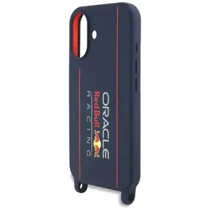 Силиконовый чехол с ремешком для iPhone 16 6.1" от red bull вертикальный логотип RBHMP16S24SISOLRV