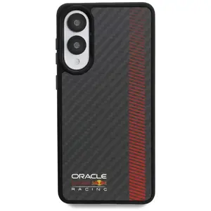 Aizsargvāciņš Red Bull Real Carbon Fiber Powerbar MagSafe priekš Samsung Galaxy S25 Edge — melns