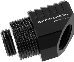 Barrow adapters 45° pagriežams G1/4 iekšējais uz G1/4 iekšējs, modelis FBFTWT45-V2 B, melns