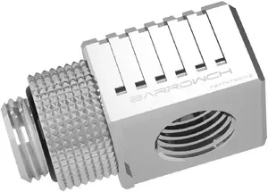 Barrow 90° adapteris G1/4 iekšv. → G1/4 iekšv., modelis FBFTWT90-V2 S, sudraba, rotējošs savienojums šķidruma dzesēšanai