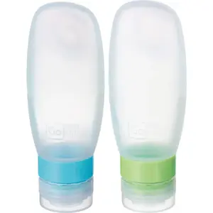 Squeezy Bottles Go Travel 100 ml Plastic Silicone Blue Green Transparent