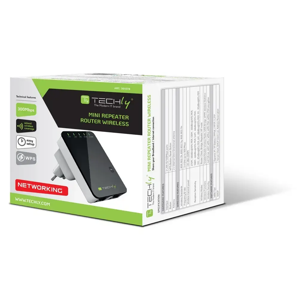Router Techly Wall Plug Wireless Router 300N Photo 2