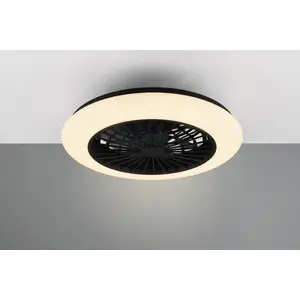 Ceiling fan with LED light TRIO Stralsund, 50 cm diameter, 30 W LED, matte black