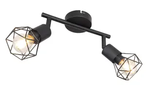 GLOBO suspension lighting XARA I 54802S-2 Black Metal IP20 E14 LED 40W