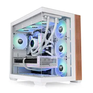 PC Midi Tower case THERMALTAKE View 380 WS ARGB White — ATX/Micro-ATX/Mini-ITX, side PSU, tempered glass, supports 2x2.5"+1x3.5", 3x120mm side fans