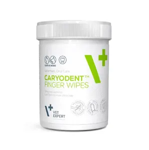 Pet dental finger wipes VETEXPERT Caryodent — 50 preservative‑free wipes for adult cats, oral hygiene, 250 g pack