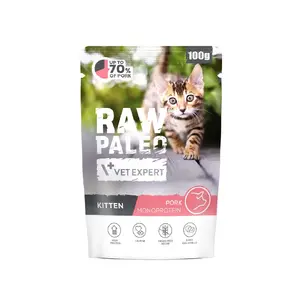 Влажный корм для котят VETEXPERT Raw Paleo Kitten Pork 100 г — беззерновой полный рацион для молодых кошек