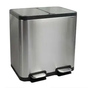 Rectangular stainless steel waste container Maul 9502294 — 20+20 L, black/silver