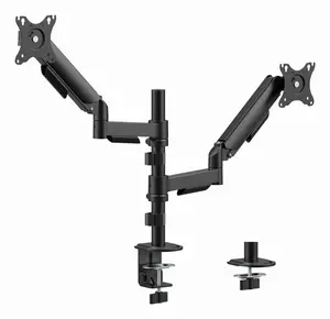 Monitor desk mount Gembird MA-DA2P-02 for 2 displays, up to 81.3 cm (32"), VESA 75x75–100x100, max weight 9 kg each, clamp/grommet, black