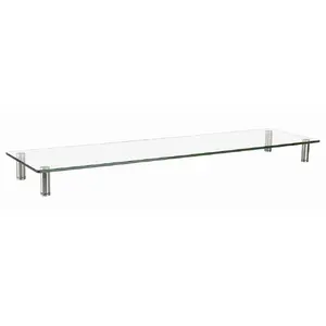 Monitor stand GEMBIRD MS-TABLE-GL-01 glass large size, desktop riser for screens, freestanding, supports 2 displays, max load 20 kg, 1000×260×93 mm