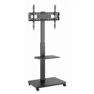 Grīdas TV statīvs GEMBIRD TVS-75S-02 37–75" TV, VESA 200x200–600x400, max 40 kg, tērauds, uz riteņiem, augstums 1525 mm