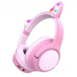 Наушники PowerLocus Bobo Cat Ears Pink — детские накладные с регулировкой громкости