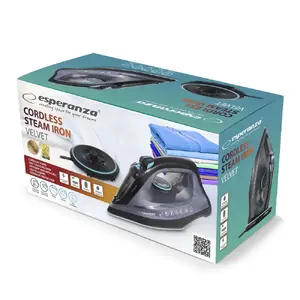 Steam iron ESPERANZA Velvet Ceramic 2600W, cordless, 0.3 L water tank, ceramic soleplate, vertical steam