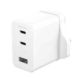 PanzerGlass empower by ® Turbo 70W Multiple Charger incl. 2 x USB-C + USB-A | UK Plug | Silver White