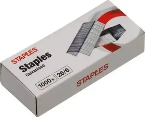 Скобы Staples 26/6 оцинкованные, 1000 штук, модель C73452