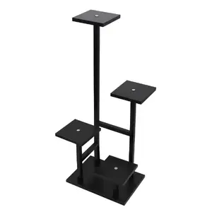 Metāla ziedu statīvs BESK 9134399 uz 4 podiem, 40×40×105 cm, melns