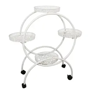 Metal flower pot holder BESK 4-tier 67×29×82 cm white — tiered plant stand