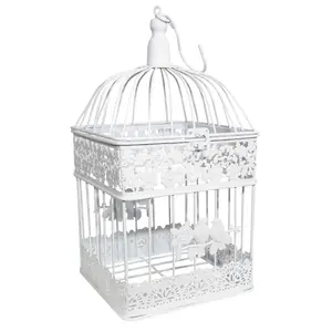 Декоративная клетка для птиц BESK 9125335 — белый металл, 18 × 18 × 31 см