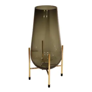 Glass vase on stand BESK 11×35 cm smoky grey