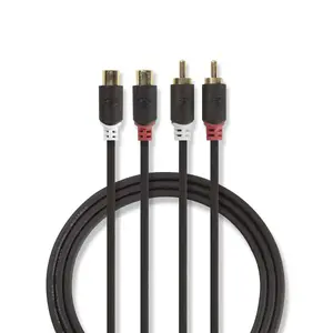 Audio Cable Nedis CABW24205AT20 2m 2xRCA Anthracite